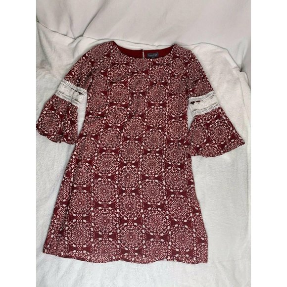 Luxology Dress SM red floral print laser cut lace - Picture 2 of 7